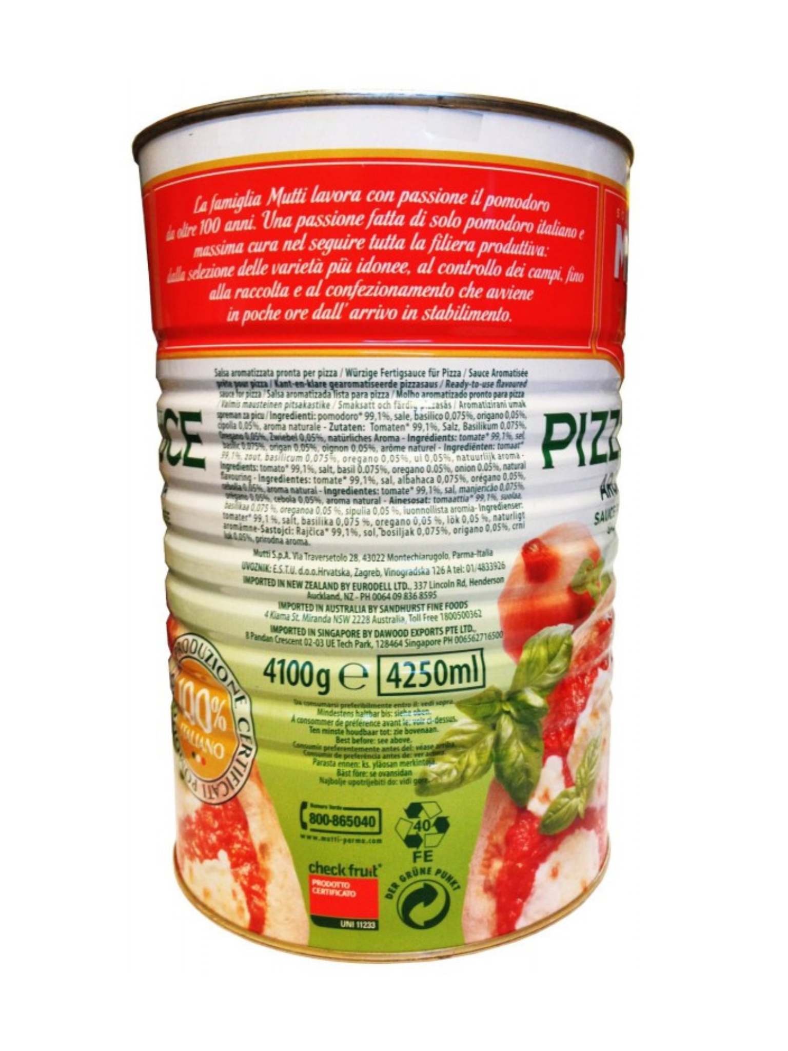 Sauce pizza aromatisee 1/2 - Mutti (6x400g)
